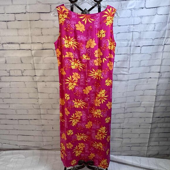 Vintage Expressions Pink Tropical Floral Maxi Dress | Size 12 - Picture 3 of 4